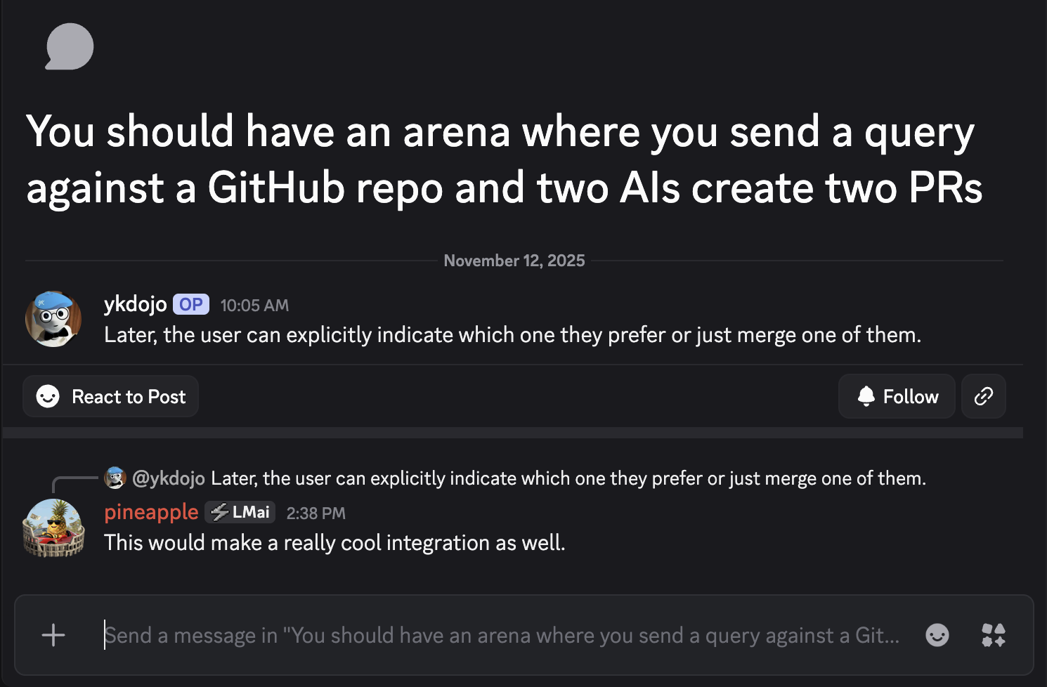 Codearena mentioned in LMArena Discord